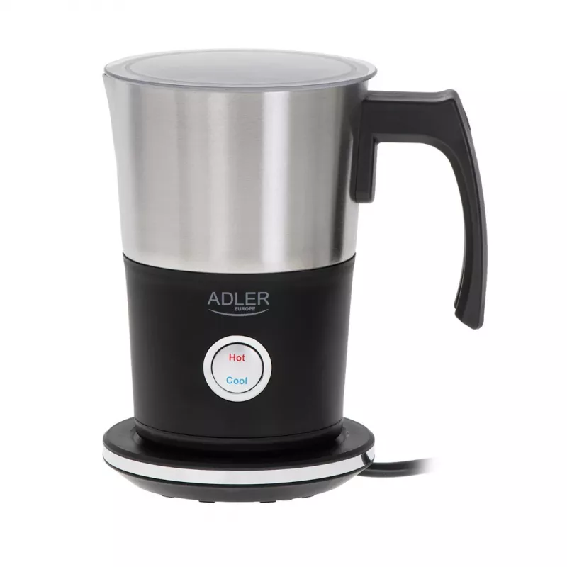 Automātiskais piena putotājs Adler AD 4497 — nerūsējošais tērauds, 600 W, putas 120 ml / silts 300 ml, karsts un auksts