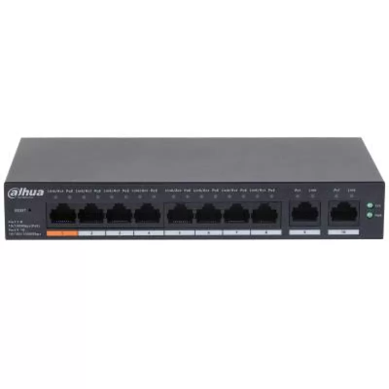 Dahua Technology DH-CS4010-8ET-60 tīkla komutators pārvaldāms L2 Fast Ethernet (10/100) Power over Ethernet (PoE) melns