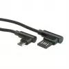 ROLINE USB 2.0 kabelis, leņķveida, A tipa atgriezenisks - Micro B, ST/ST, melns, 0,8 m (11.02.8720)