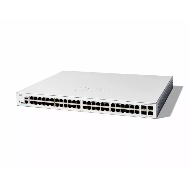 Cisco Catalyst 1300-48T-4G pārvaldīts slēdzis, 48 porti GE, 4x1GE SFP, ierobežota mūža aizsardzība (C1300-48T-4G)
