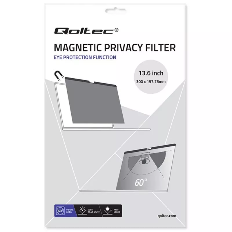 Qoltec Filtro Privacy GDPR MacBook Air 13 6 Magnētiskais Acu Aizsargs (13.60, 16:9), Aizsargplēve Portatīvajam Datoram