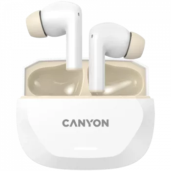 Austiņas CANYON HEXAGON 7 TWS ANC+ENC bezvadu uzlāde baltas bēšas