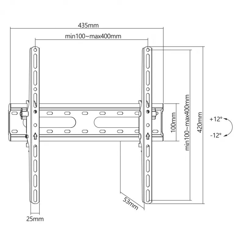 TV stiprinājums SBOX PLB-2544T-2 32–70 collu televizoriem, maks. slodze 45 kg, VESA līdz 400×400