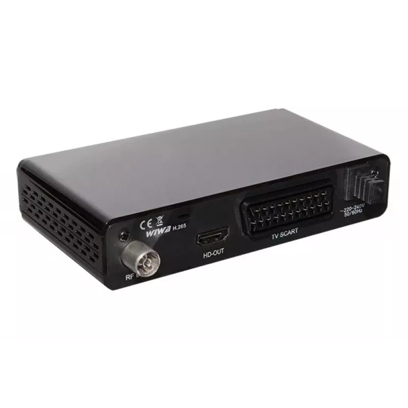 Set-top uztvērējs WIWA 2_275294 H.265 DVB-T/DVB-T2 HD, 1 uztvērējs, 470–860 MHz, HDMI 1.3, USB 2.0, SCART, melns