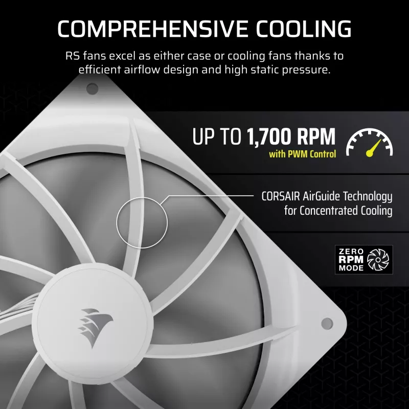 Ventilators Corsair RS140 14 cm Balts 330-1700 RPM