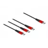 USB uzlādes kabelis DeLOCK 3 vienā USB Type-C uz 3 x USB Type-C 1 m melns/sarkans