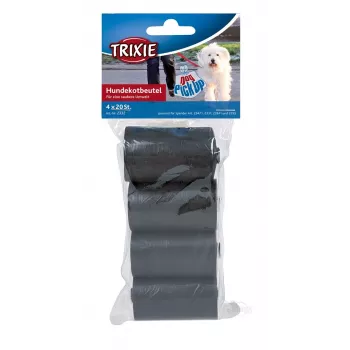 Suņu ekskrementu maisiņi Trixie Poop Bags 2332, plastmasas, melni, 4 ruļļi × 20 gab. (80 maisiņi)