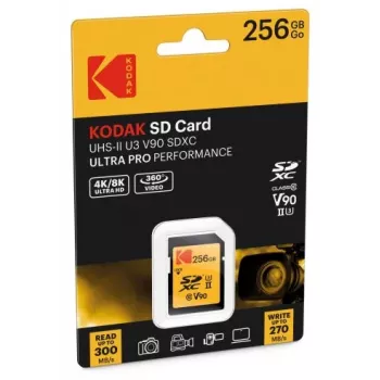 Atmiņas karte Kodak EKMSD256GUHS2V2K SDXC UHS-II 256 GB lasīšana 300 MB/s rakstīšana 270 MB/s U3 V90 Class 10