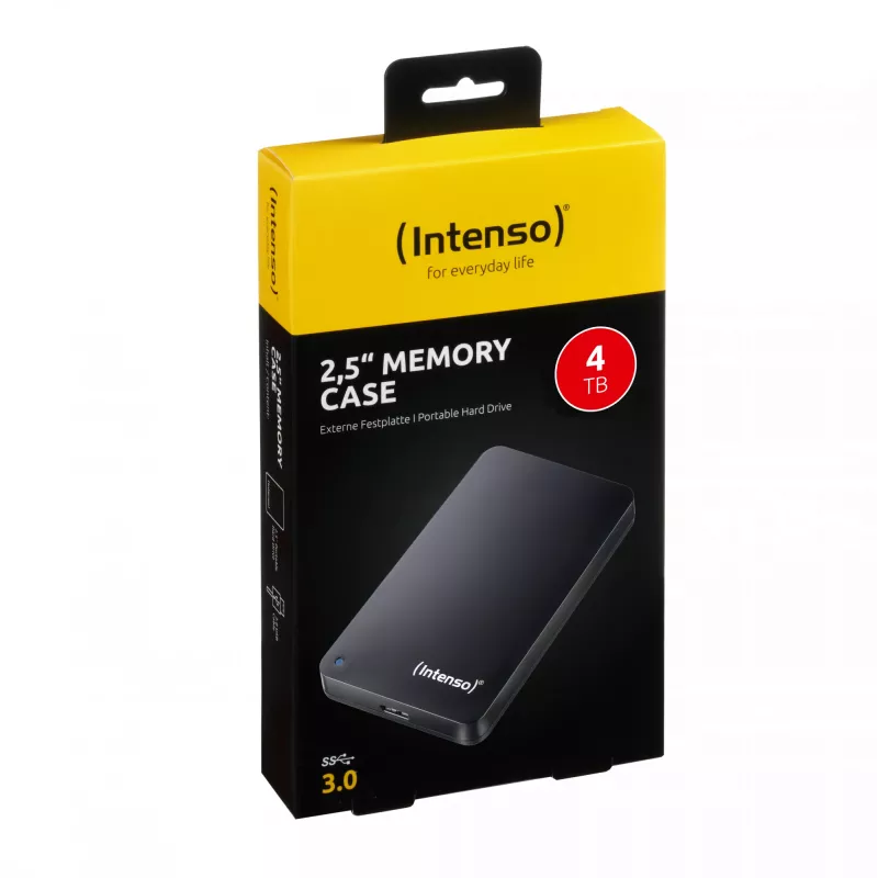 Intenso 4TB Memory Case ārējais cietais disks, 2,5 collu, USB 3.0, melns