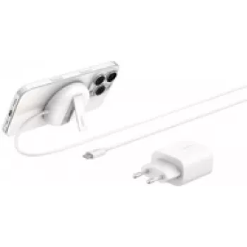 Magnētiskais bezvadu lādētājs Belkin WIA011KQWH Qi2 15W salokāms ar 20W strāvas adapteri Balts