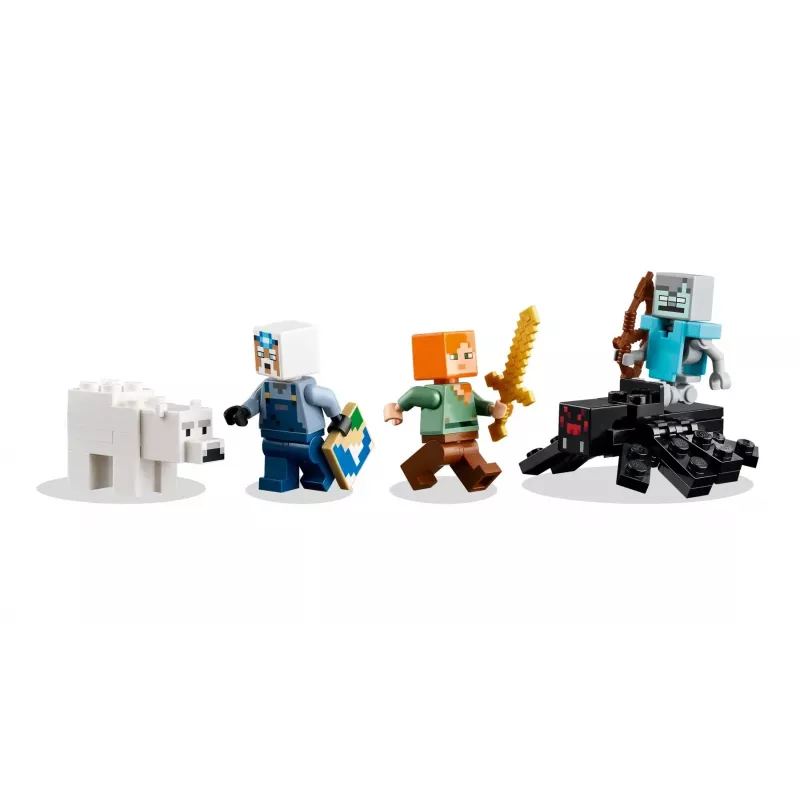 Konstruktors LEGO Minecraft The Pickaxe Mine komplekts 21277 — 530 gab., 3 minifigūras, vecumam 8+