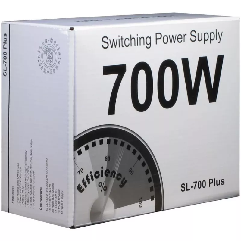 Inter-Tech SL-700 Plus - Barošanas bloks (iekšējais) - ATX12V 2,4 - AC 230 V - 700 W - aktīvais PFC (88882141)