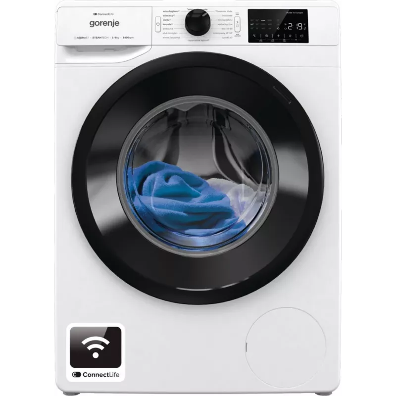 Brīvi stāvoša veļas mazgājamā mašīna Gorenje WPNEI84SASWIFI/PL 8 kg 1400 apgr./min WiFi balta, invertora motors