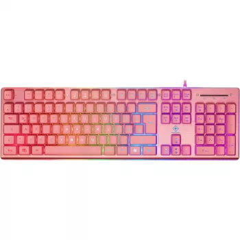 Deltaco GAM-021-RGB-P-DE - pilna izmēra (100%) - USB - membrānas taustiņu slēdzis - QWERTZ - Rozā