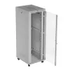 Rack cabinet LANBERG FF01-8047-12SL 47U 800x1000 mm pelēks ar priekšējām un aizmugurējām stikla durvīm un LCD paneļa vietu