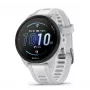 Viedpulkstenis GARMIN Forerunner 165 — GPS, AMOLED 1,2 collas, 4 GB, 5 ATM, 11 dienu akumulators, pelēks korpuss, balta siksniņa