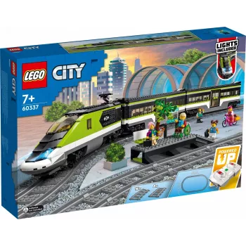 LEGO 60337 City Express pasažieru vilciena komplekts ar tālvadību, rotaļlietu dāvanas bērniem, zēniem un meitenēm ar strādājošiem priekšējiem lukturiem, 2 vagoniem un 24 sliežu ceļa gabaliem