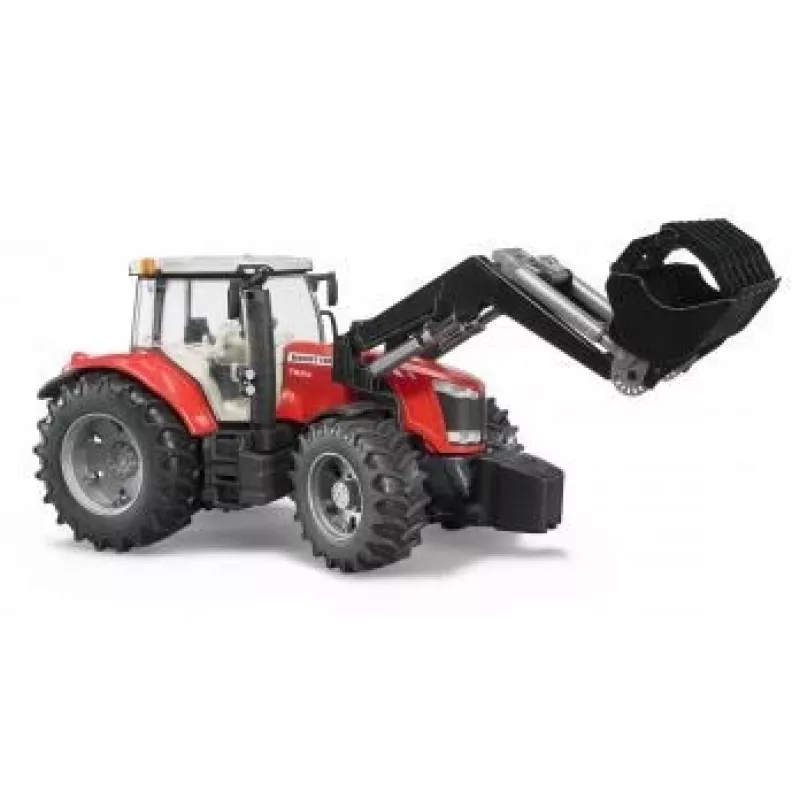 Rotaļu traktors BRUDER Massey Ferguson 7624 ar priekšējo iekrāvēju, sarkans, bērniem no 3 gadu vecuma