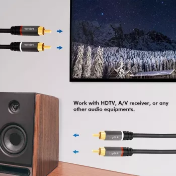 LogiLink CA1207 Audio-Cable 5 m 2 x RCA Melns (CA1207)