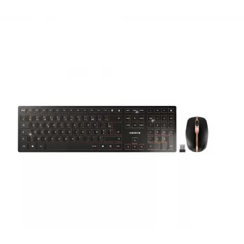 CHERRY DW 9100 plāns klaviatūra pele iekļauta universāla RF Wireless + Bluetooth AZERTY franču melna