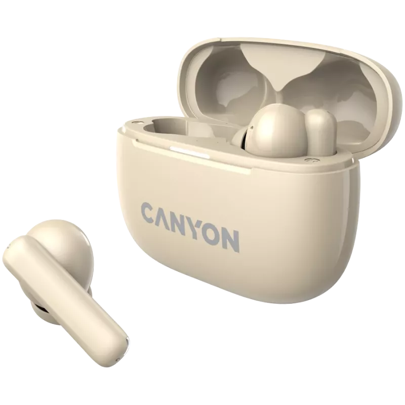 Canyon CNS-TWS10BG Bezvadu austiņas un mikrofons True Wireless Stereo (TWS) Iekšauss zvaniem/mūzikai/sportam/ikdienas lietošanai USB Type-C Bluetooth Bēšs (CNS-TWS10BG)