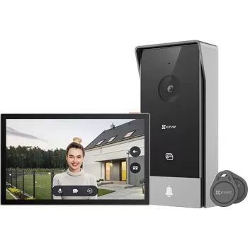 Video durvju zvans EZVIZ HP5 7 collu (17,8 cm) iekštelpu/āra komplekts, 1080p, 2,4/5 GHz Wi‑Fi, MicroSD līdz 512 GB, ūdensizturīgs