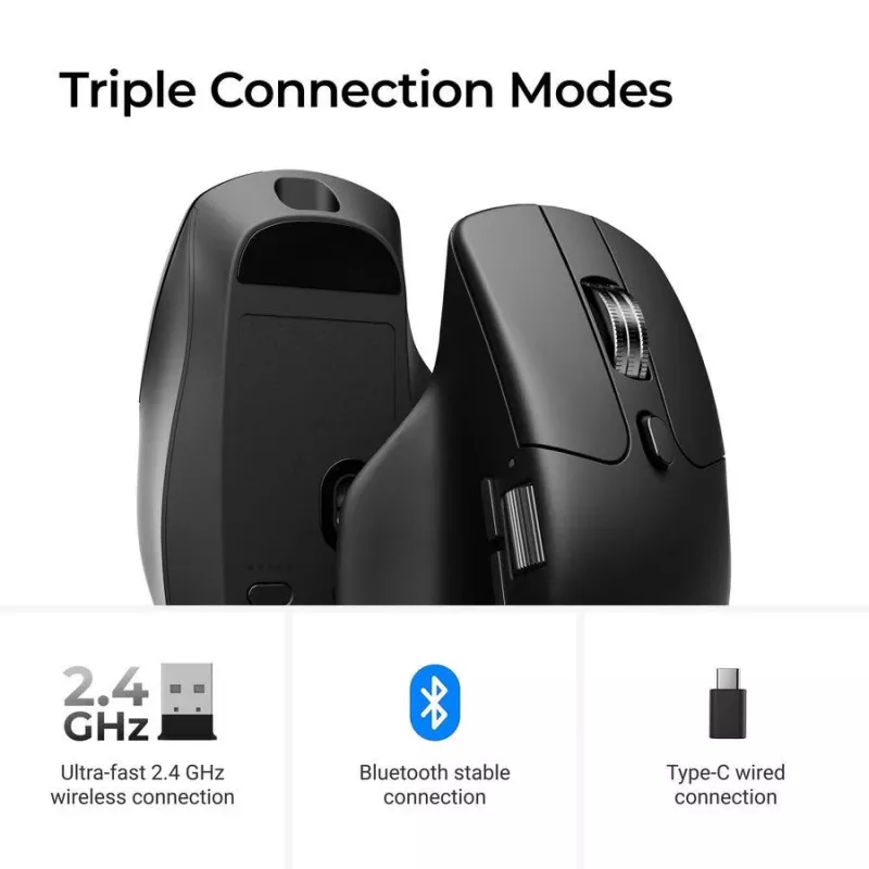 pele Keychron M6 Right-hand Universal — Optical, RF Wireless + Bluetooth + USB-C, 30000 DPI, Melns
