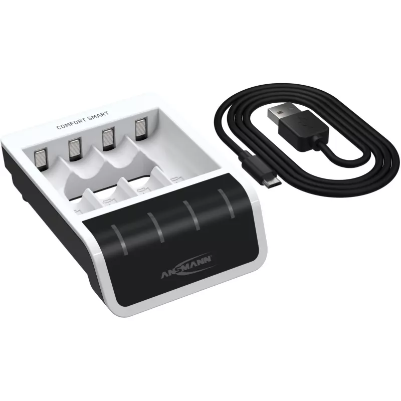 Bateriju lādētājs Ansmann Comfort Smart mājsaimniecības baterijām USB