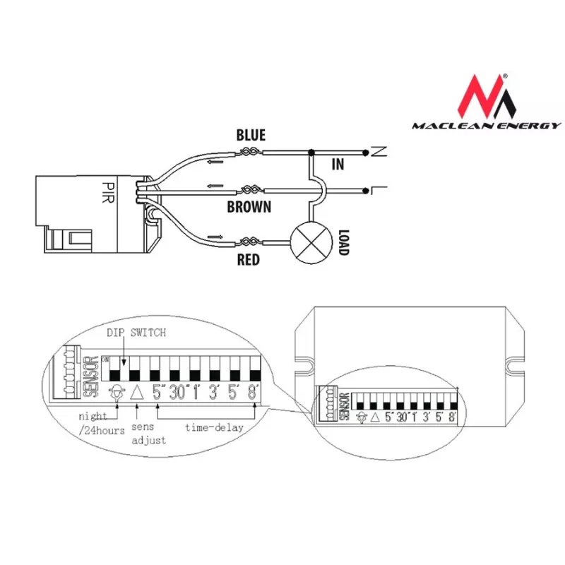 Kustības detektors Pasīvais infrasarkanais sensors Maclean MCE32