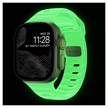 Nomad Sport Band Light zaļa Rubber — platums 21,5 mm, plaukstas locītavas apkārtmērs 160–195 mm