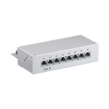 Wentronic Goobay CAT 6 Mini/galda ielāpu panelis, 8 porti, pelēks - STP ekranēts, pelēks (93047)
