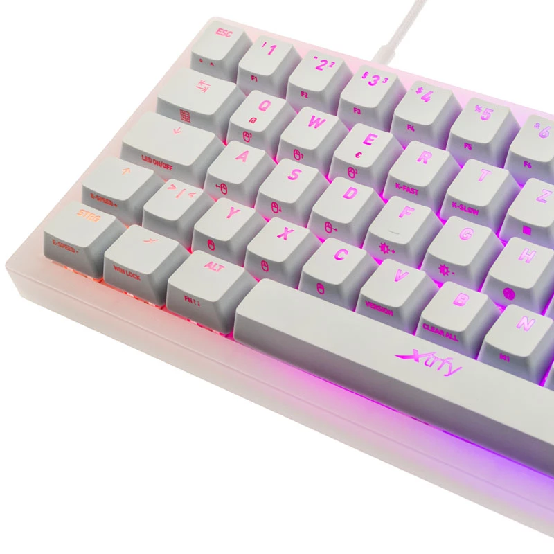 Mehāniskā TKL spēļu tastatūra XTRFY K5 RGB — bez ciparu bloka, caurspīdīga/balta
