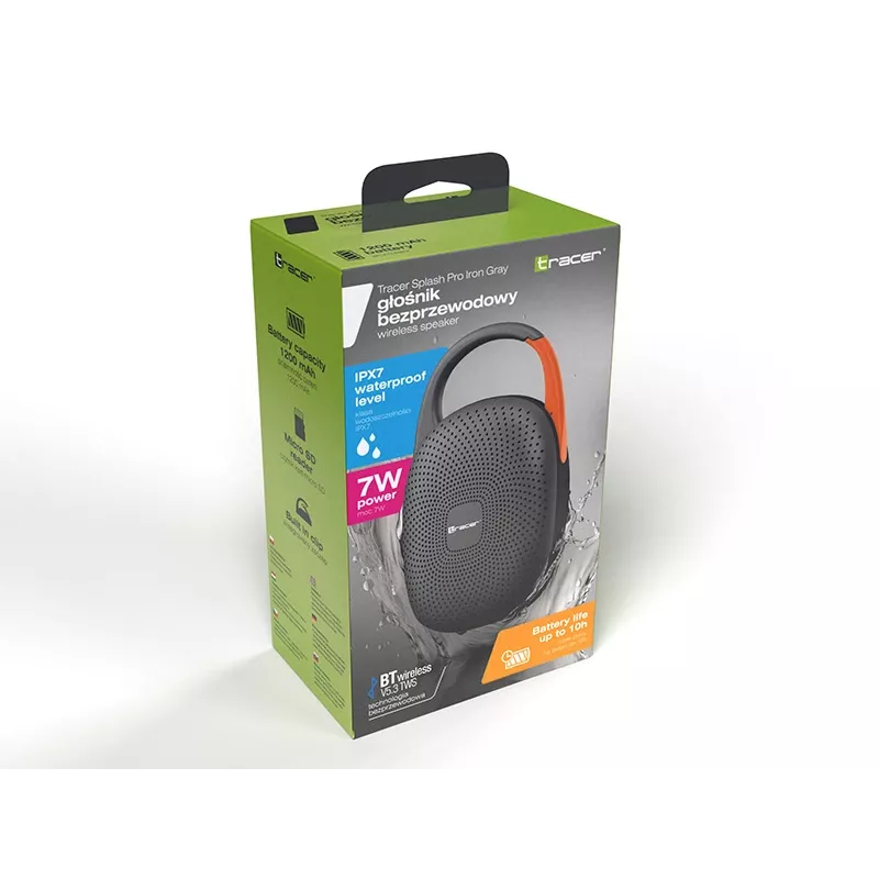Pārnēsājams Bluetooth TWS skaļrunis No name Splash PRO — dzelzs pelēks