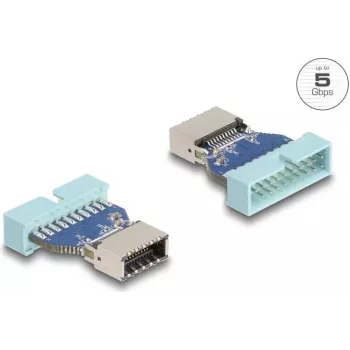 DeLOCK USB adapteris, spraudņu kontaktu rinda (tēviņš) uz iekšējo USB Type-E (mātīte), 5 Gb/s, zils