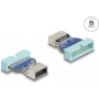 DeLOCK USB adapteris, spraudņu kontaktu rinda (tēviņš) uz iekšējo USB Type-E (mātīte), 5 Gb/s, zils