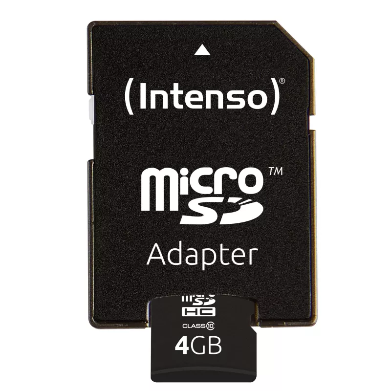 ATMIŅA MICRO SDHC 4GB C10/W/ADAPTER 3413450 INTENSO