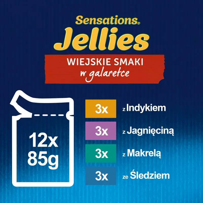 Purina Felix Sensations Mix mitrā kaķu barība, 12 x 85 g, tītars, skumbrija, jērs, siļķe