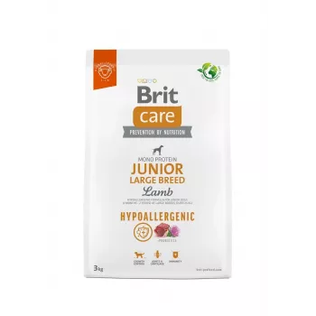 Sausā suņu barība Brit Care Hypoallergenic Junior Large Breed Lamb 3 kg — pilnvērtīga barība lielo šķirņu kucēniem