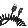 USB uz USB-C datu kabelis Tellur izvelkams 3A 1,8 m melns