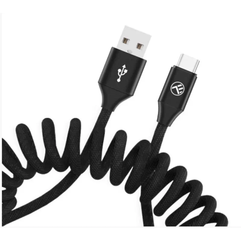 USB uz USB-C datu kabelis Tellur izvelkams 3A 1,8 m melns
