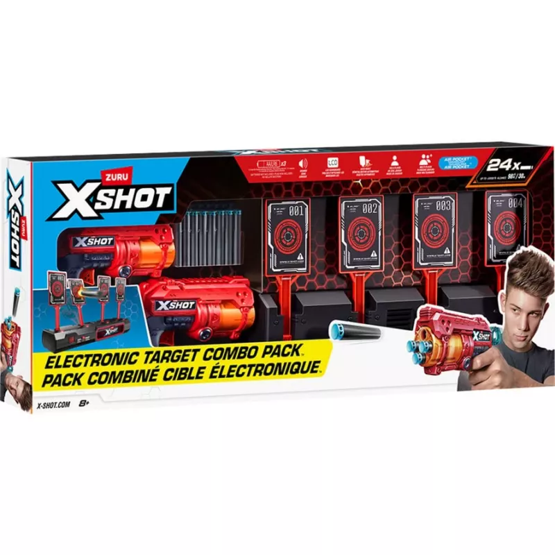 XSHOT Interaktīvais mērķis & Fury 4 2-Pack, šautriņu blasters