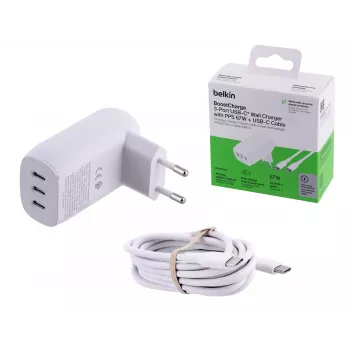 Belkin BoostCharge klēpjdatoram, viedtālrunim, universāls balts maiņstrāvas ātrā uzlāde iekštelpām