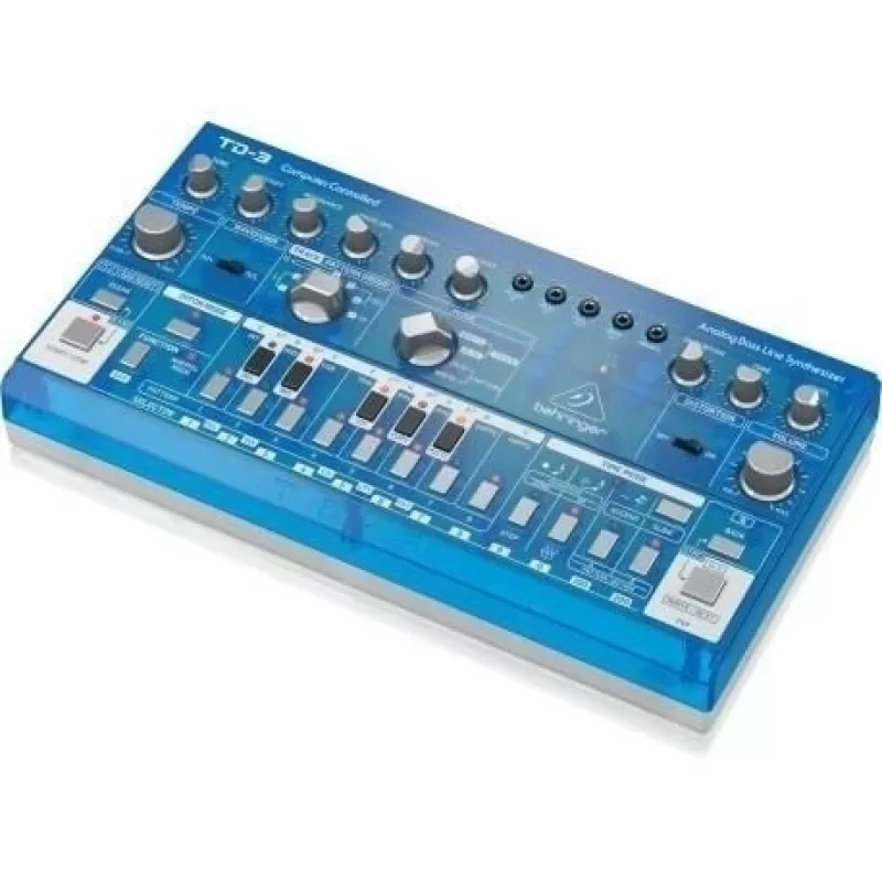 Bass synthesizer Behringer TD-3-BB Blue Transparent – analogais basa līnijas modulis