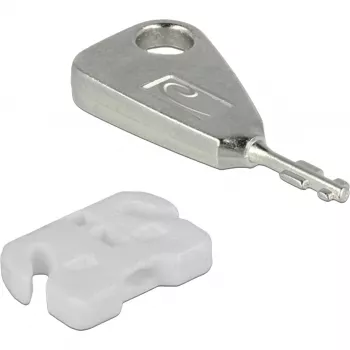 USB portu bloķētāju komplekts USB-A ligzdai, iespraužamā slēdzene balta/sudraba, 5x USB portu bloķētājs, 2x atslēga