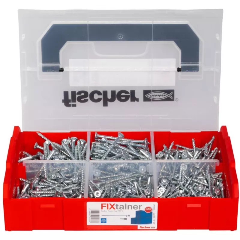 fischer FixTainer PowerFast II TX TG 562272 skaidu plātņu skrūvju sortiments, tērauds, cinkots (562272)