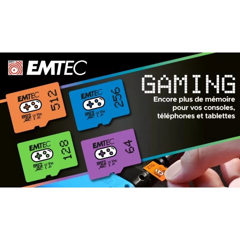 Emtec zibatmiņa 1TB UHS-I U3 V30 A2 Gaming Rouge ECMSDM1TXCU3G