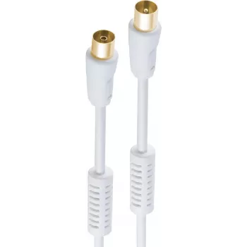 shiverpeaks ®-BASIC-S--Antenas savienojuma kabelis, 100% ekranēts, zeltīti kontakti, apvalka strāvas filtrs, 100 dB, balts, 2,0 m (BS80203-128-G)