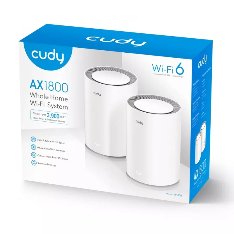 Mesh sistēma Cudy AX1800 divjoslu 2,4 GHz 5 GHz Wi-Fi 6