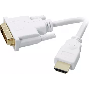 SpeaKa Professional DVI / HDMI adaptera kabelis DVI-D 18+1 pin spraudnis, HDMI-A spraudnis 2,00 m balts SP-7870336 apzeltīti spraudņa kontakti DVI kabelis (SP-7870336)
