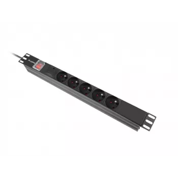 Lanberg PDU-05E-0200-IEC-BK strāvas sadales bloks (PDU) 5 maiņstrāvas rozetes 1U Melns